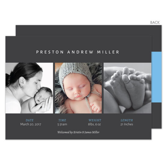 Triple Photo Birth Announcements